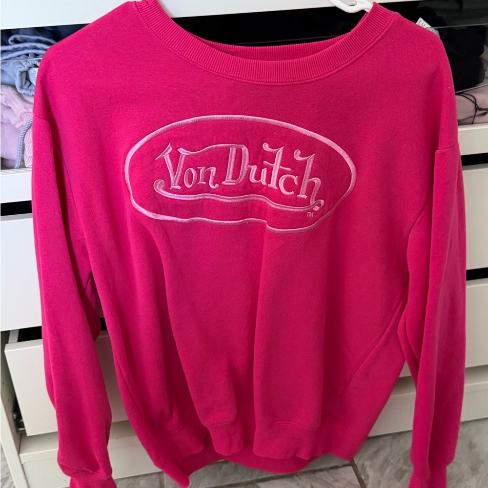 Von Dutch Vibrant Pink Crew Neck Sweater